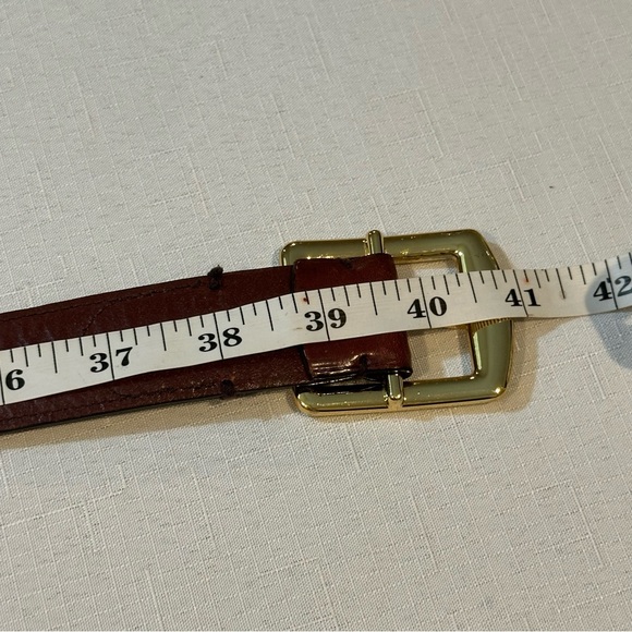 Lauren Ralph Lauren Brown Leather Belt Gold RLL Buckle Women’s Medium - Picture 16 of 16